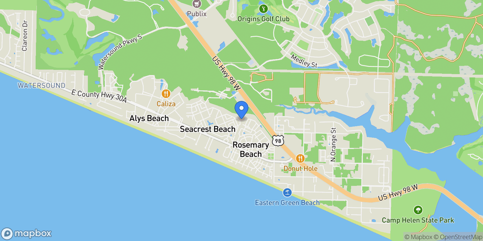 Map showing Rosemary Beach, Florida, United States.