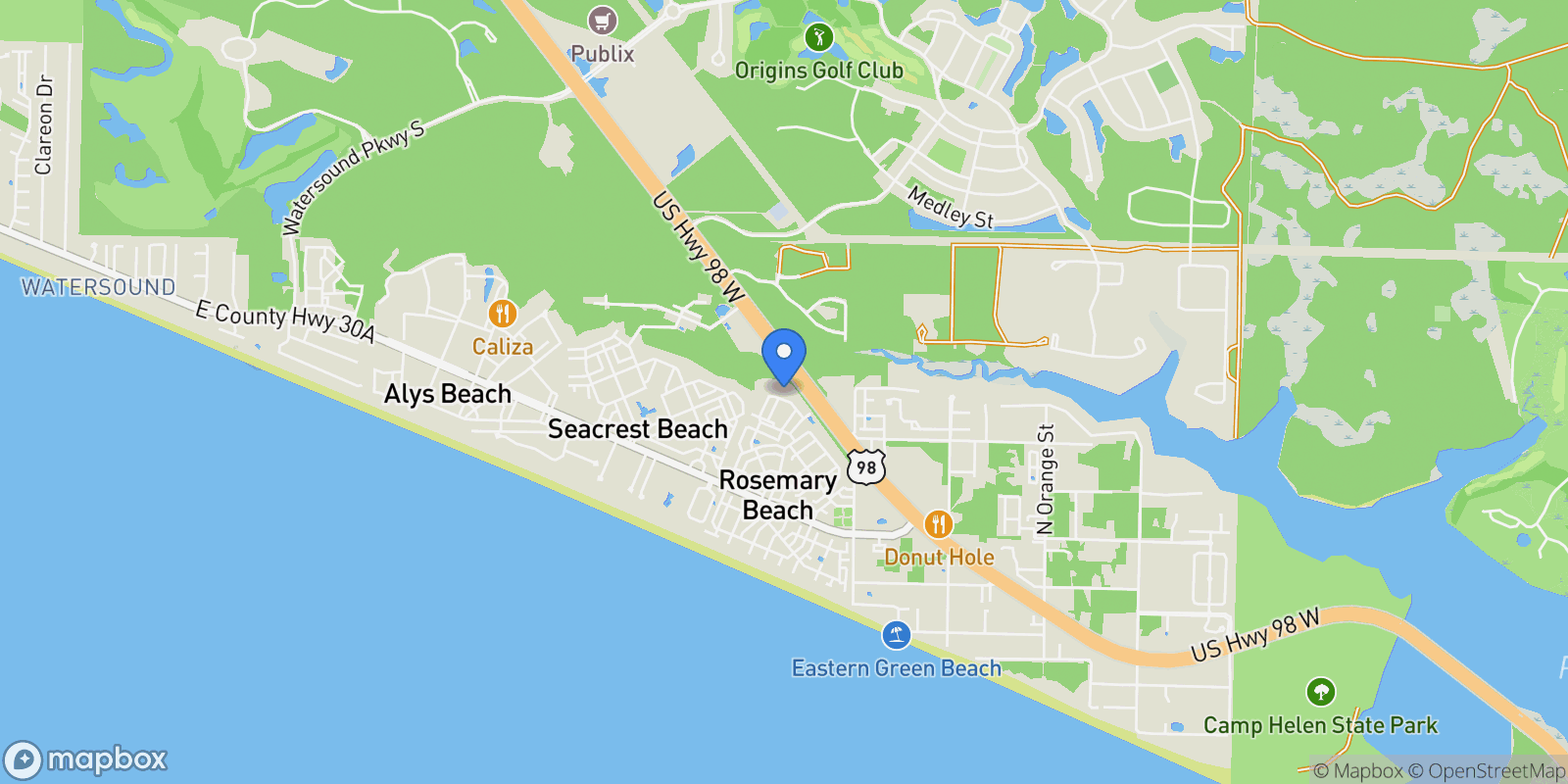 Map showing Rosemary Beach, Florida, United States.