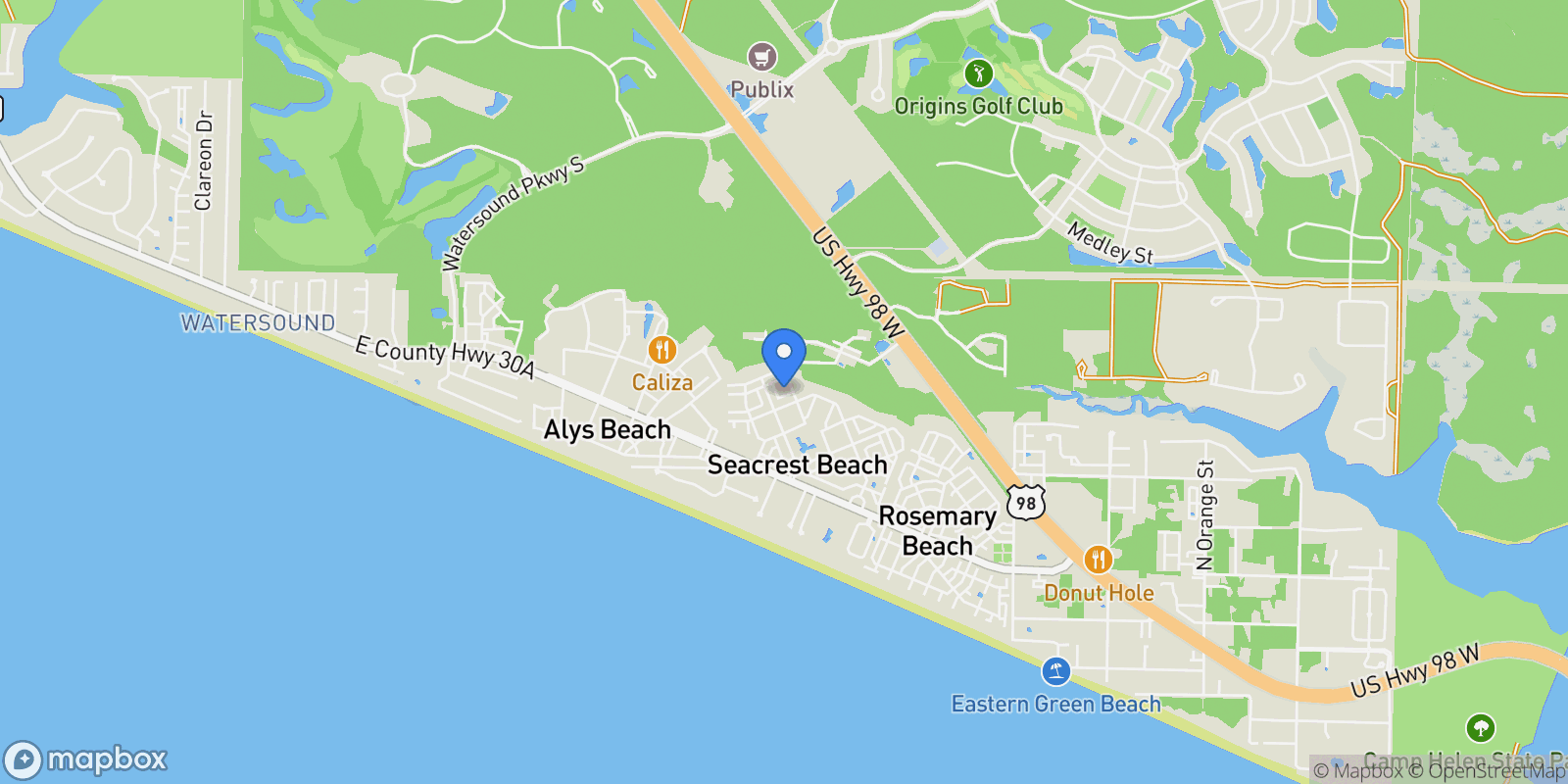 Map showing Rosemary Beach, Florida, United States.