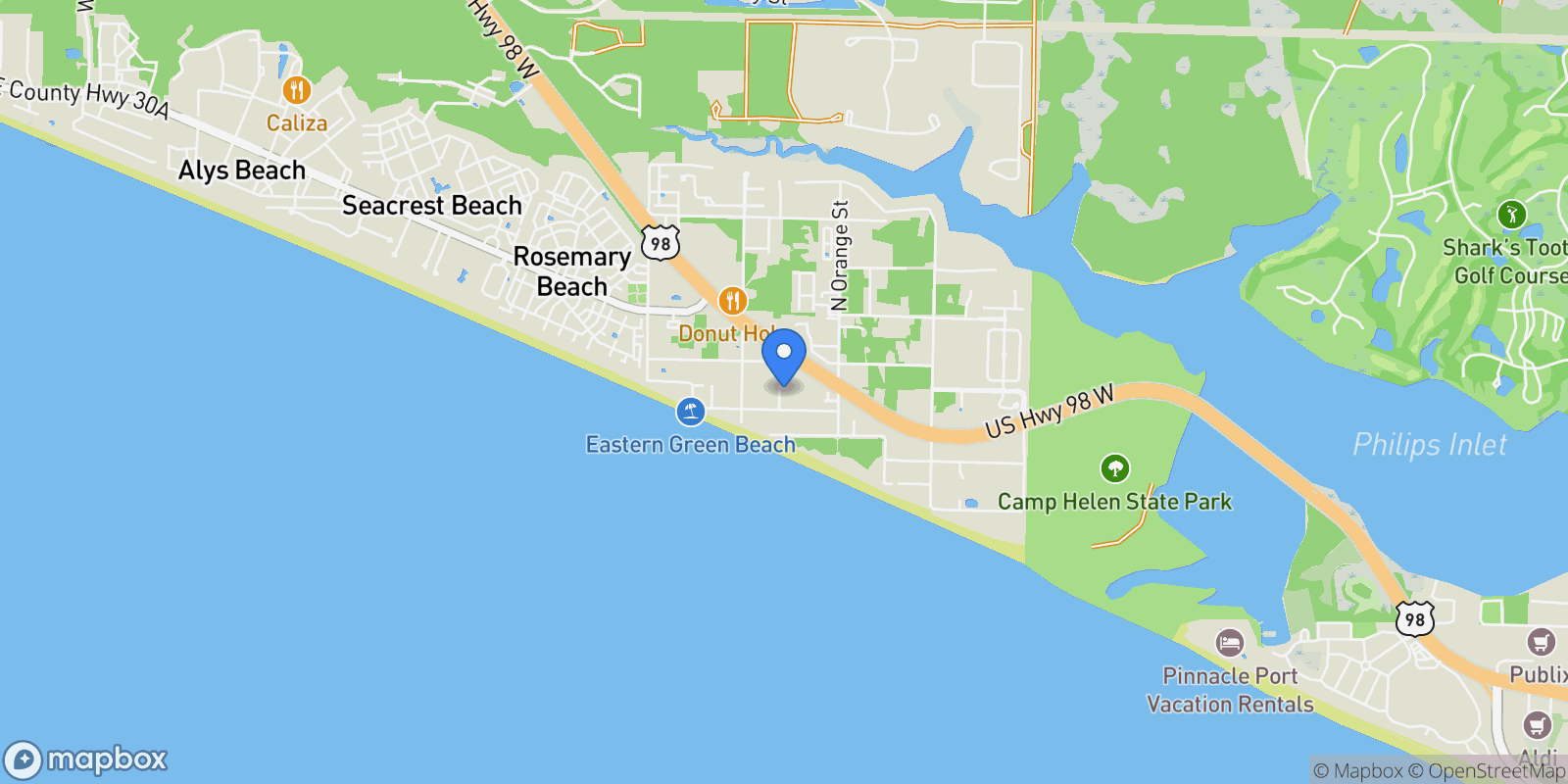 Map showing Rosemary Beach, Florida, United States.