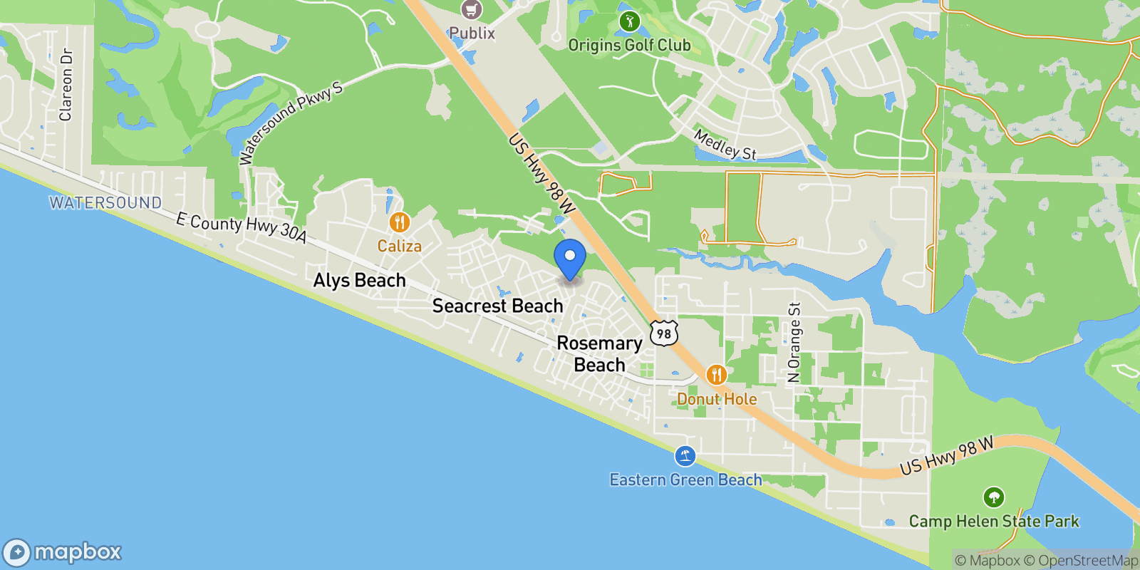 Map showing Rosemary Beach, Florida, United States.
