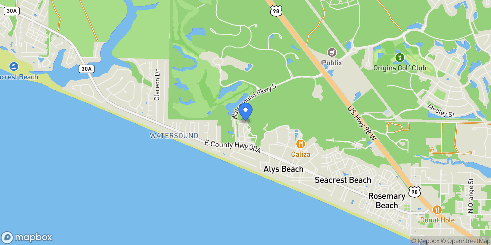 Map showing Rosemary Beach, Florida, United States.