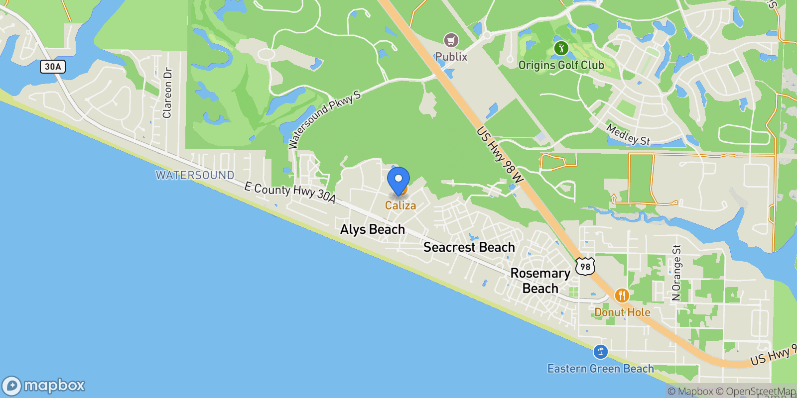 Map showing Rosemary Beach, Florida, United States.
