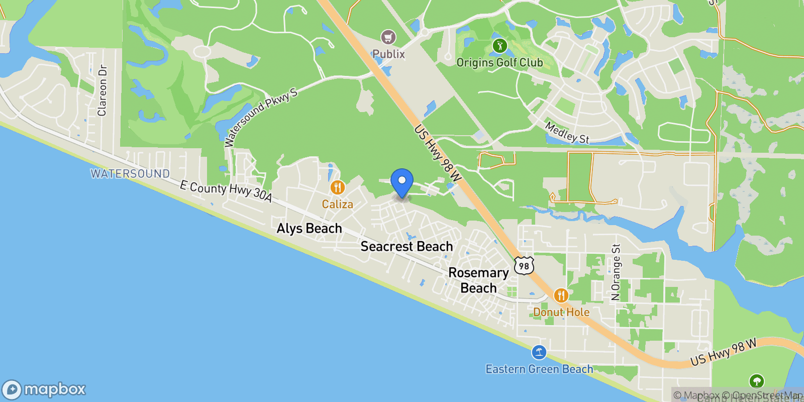 Map showing Rosemary Beach, Florida, United States.