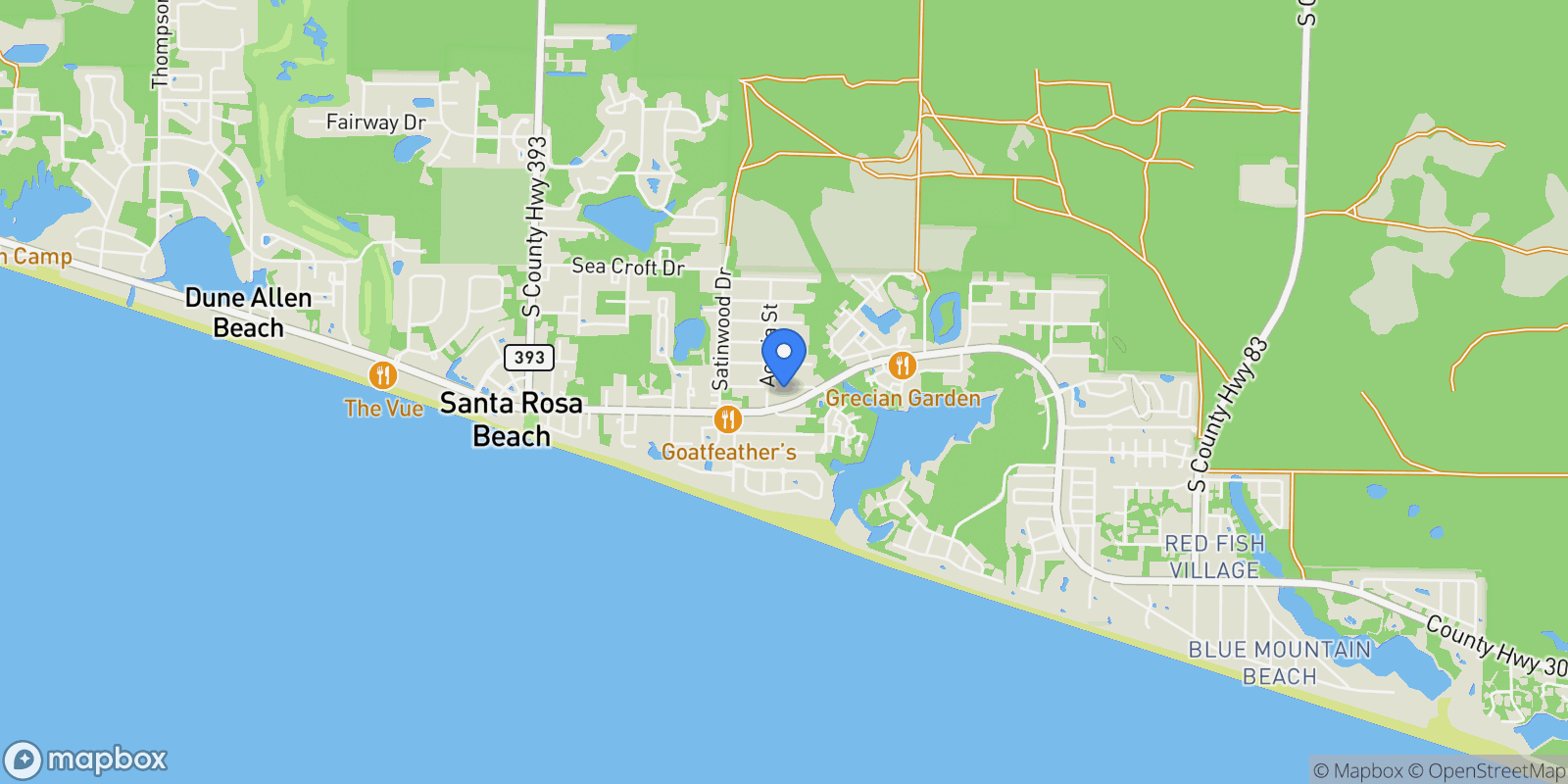 Map showing Santa Rosa Beach, Florida, United States.