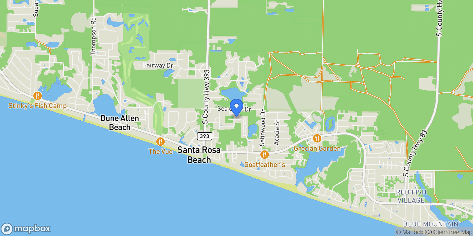 Map showing Santa Rosa Beach, Florida, United States.