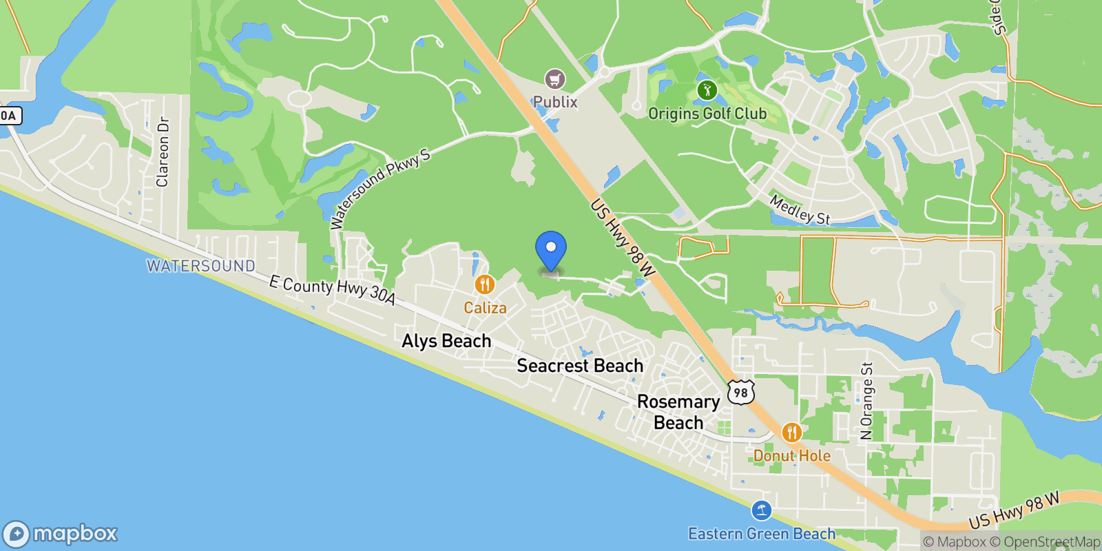 Map showing Rosemary Beach, Florida, United States.