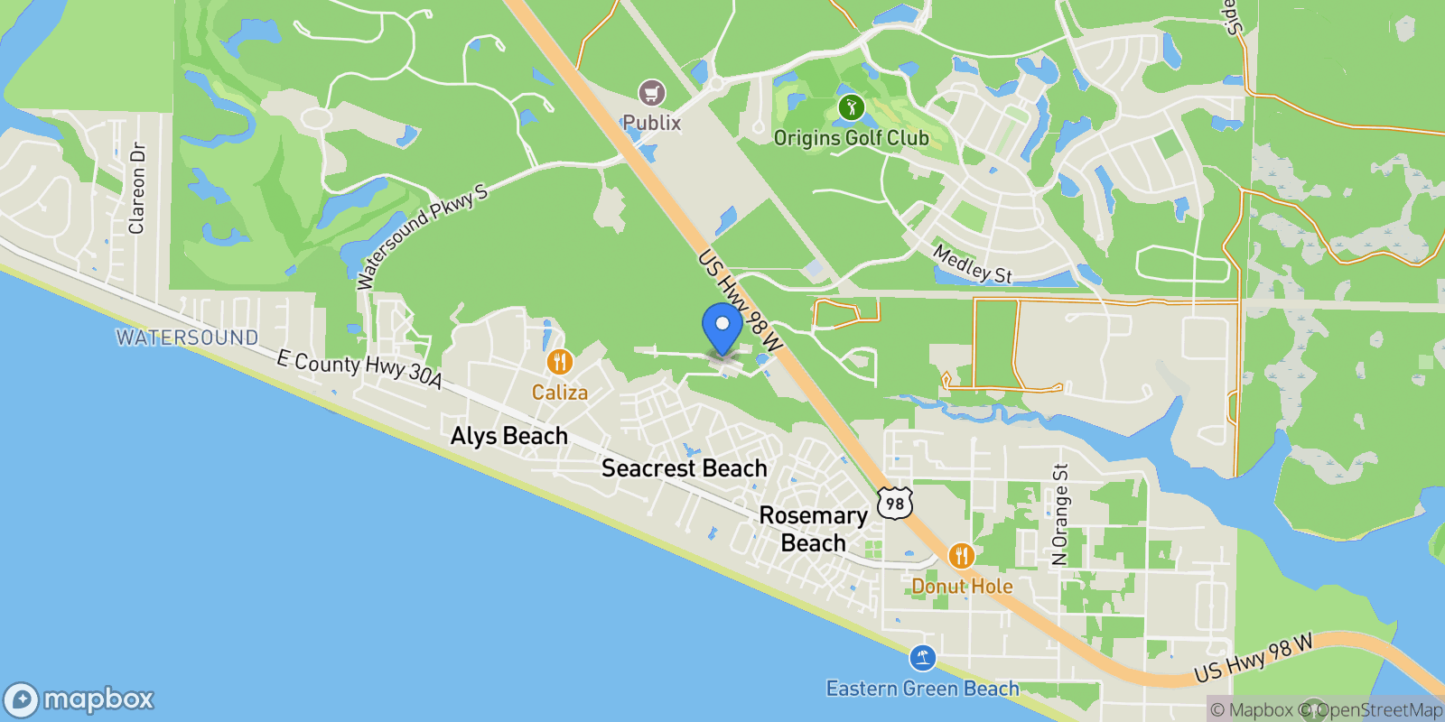 Map showing Rosemary Beach, Florida, United States.