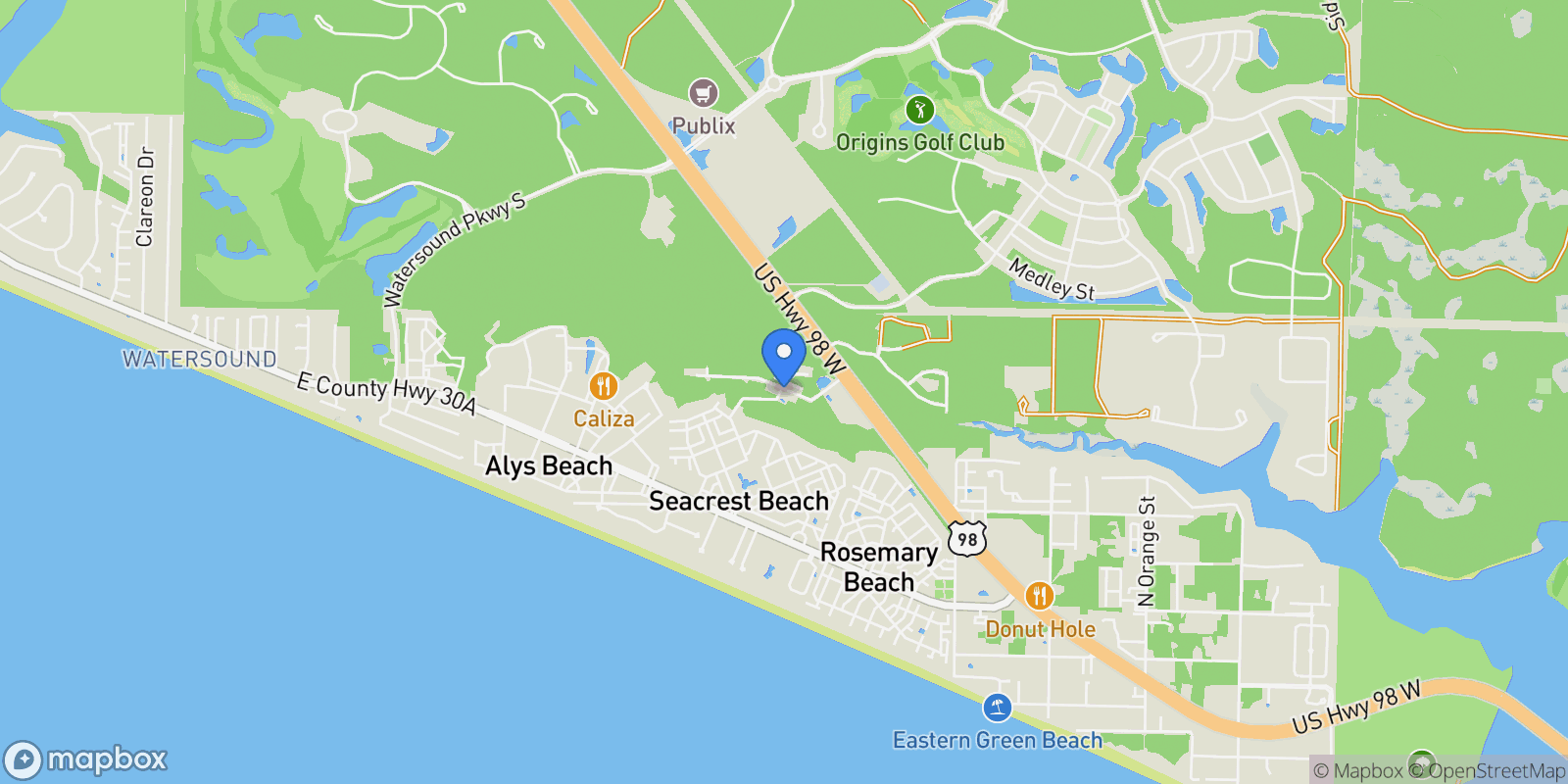 Map showing Rosemary Beach, Florida, United States.