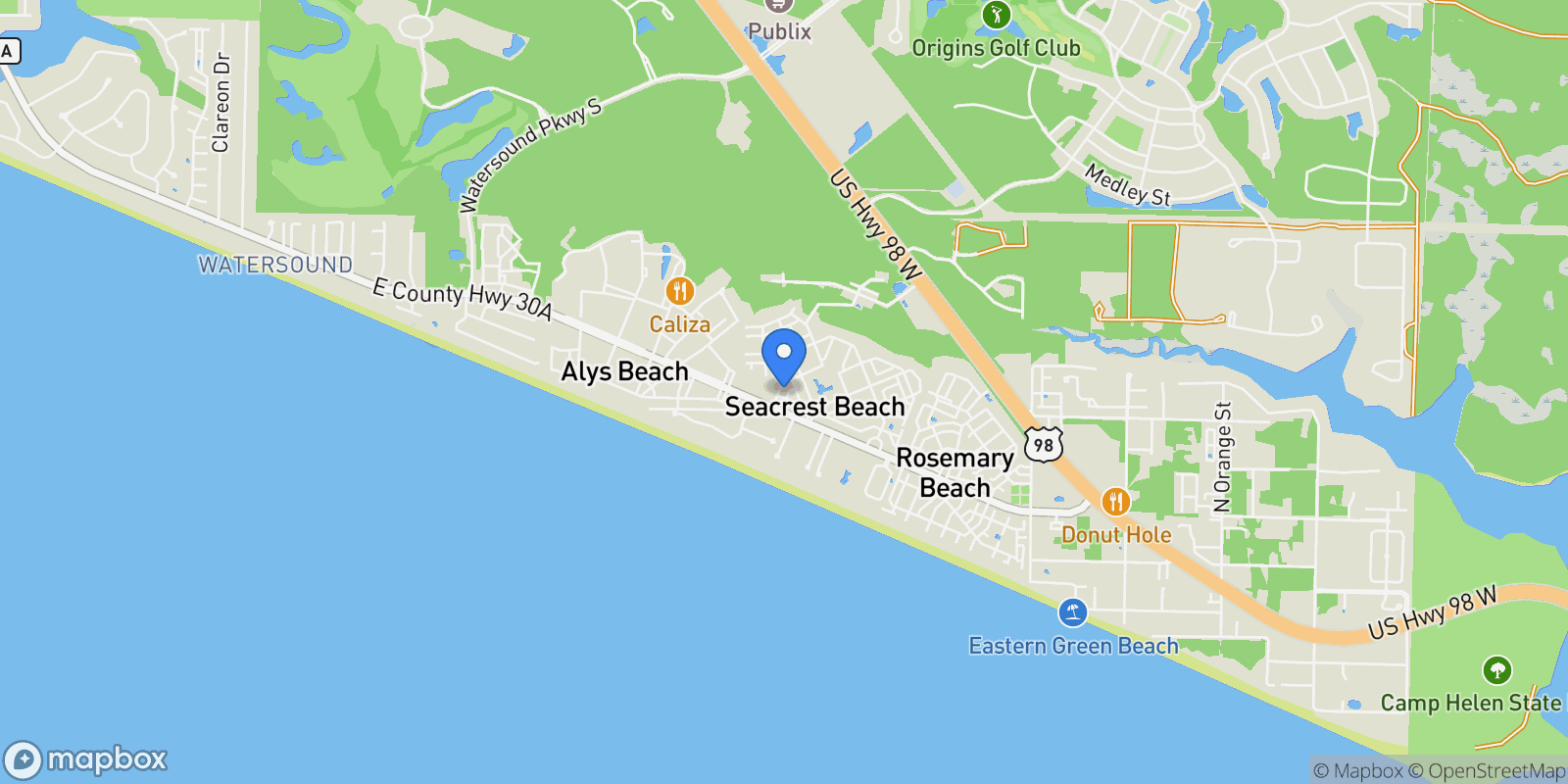 Map showing Rosemary Beach, Florida, United States.