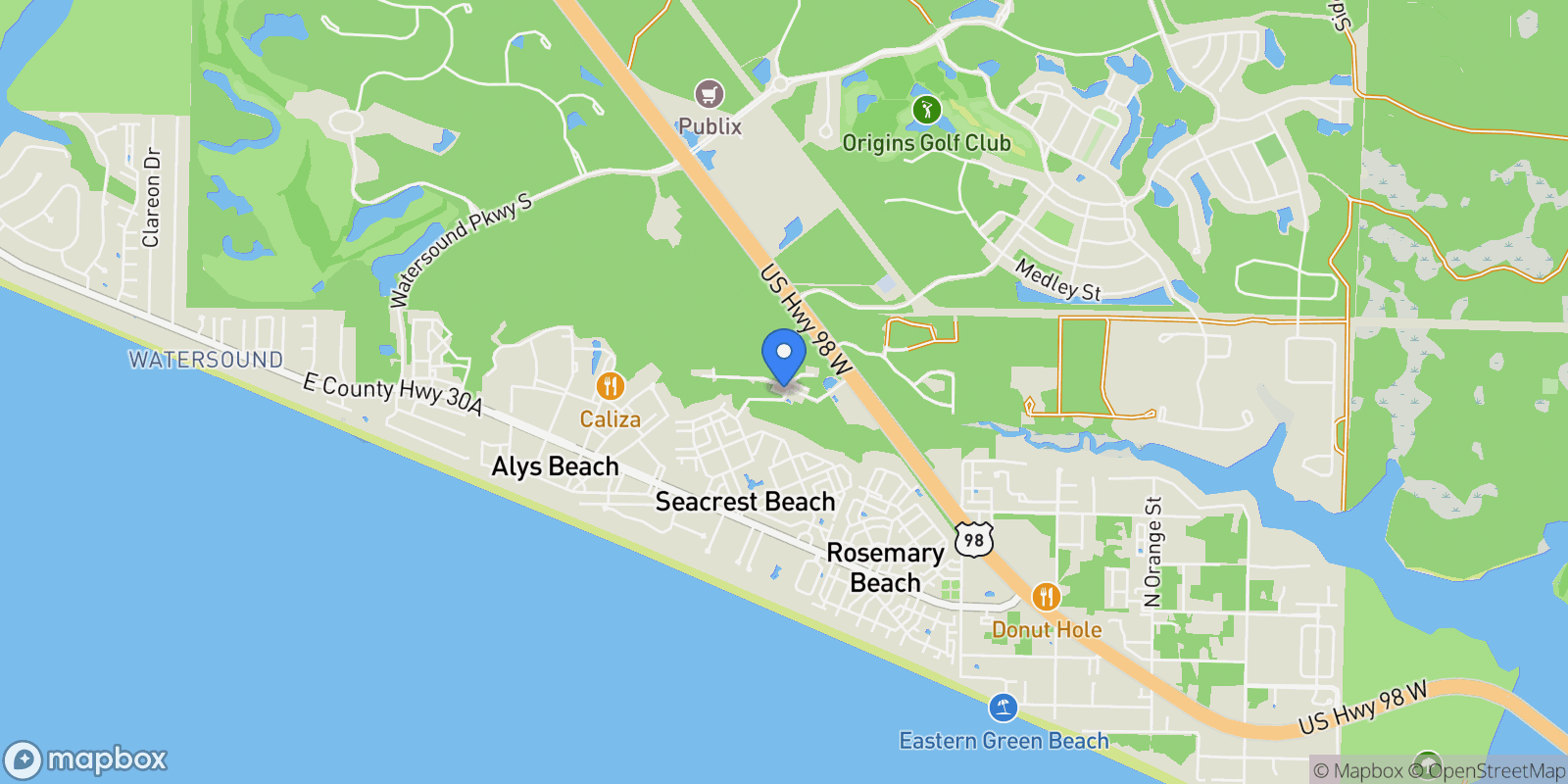 Map showing Rosemary Beach, Florida, United States.