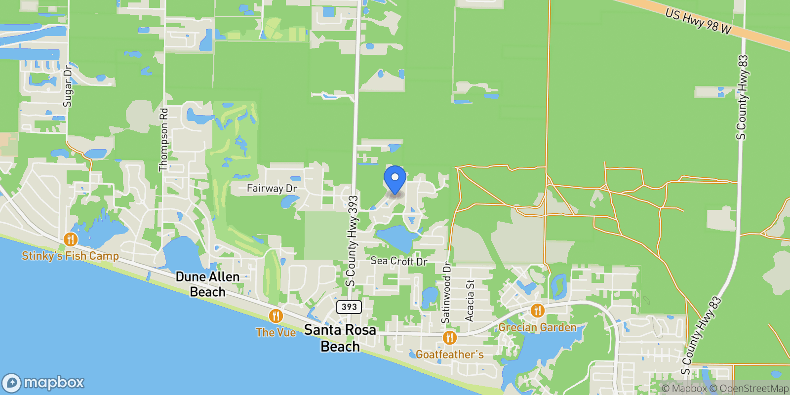 Map showing Santa Rosa Beach, Florida, United States.