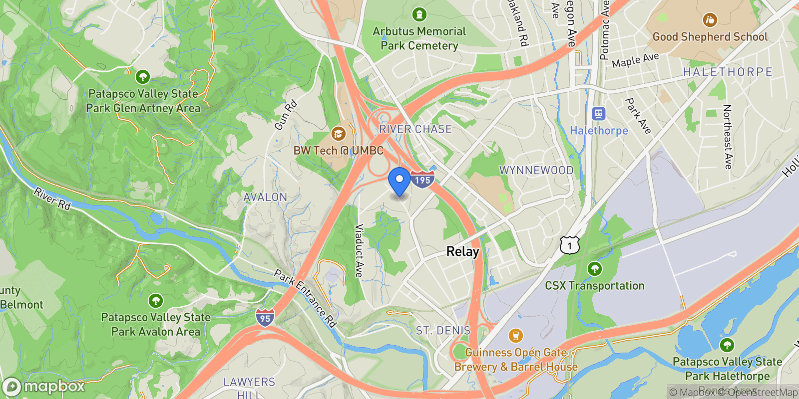 Map showing 1537 S Rolling, Halethorpe, MD 21227, Arbutus, Maryland, United States.