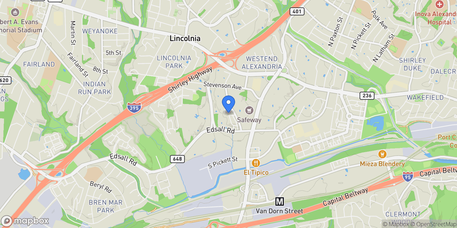 Map showing 417 Clayton Lane, Alexandria, VA 22304, Alexandria, Virginia, United States.