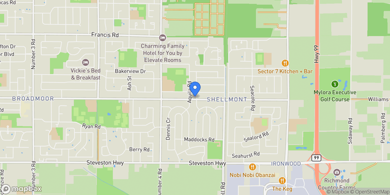 Map showing 10411 Williams Road, Richmond, British Columbia, Canada.