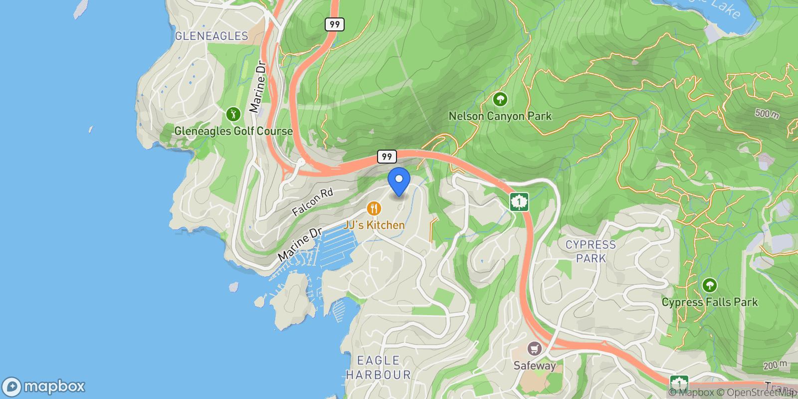Map showing 5733 Bluebell Drive, West Vancouver, British Columbia, Canada.
