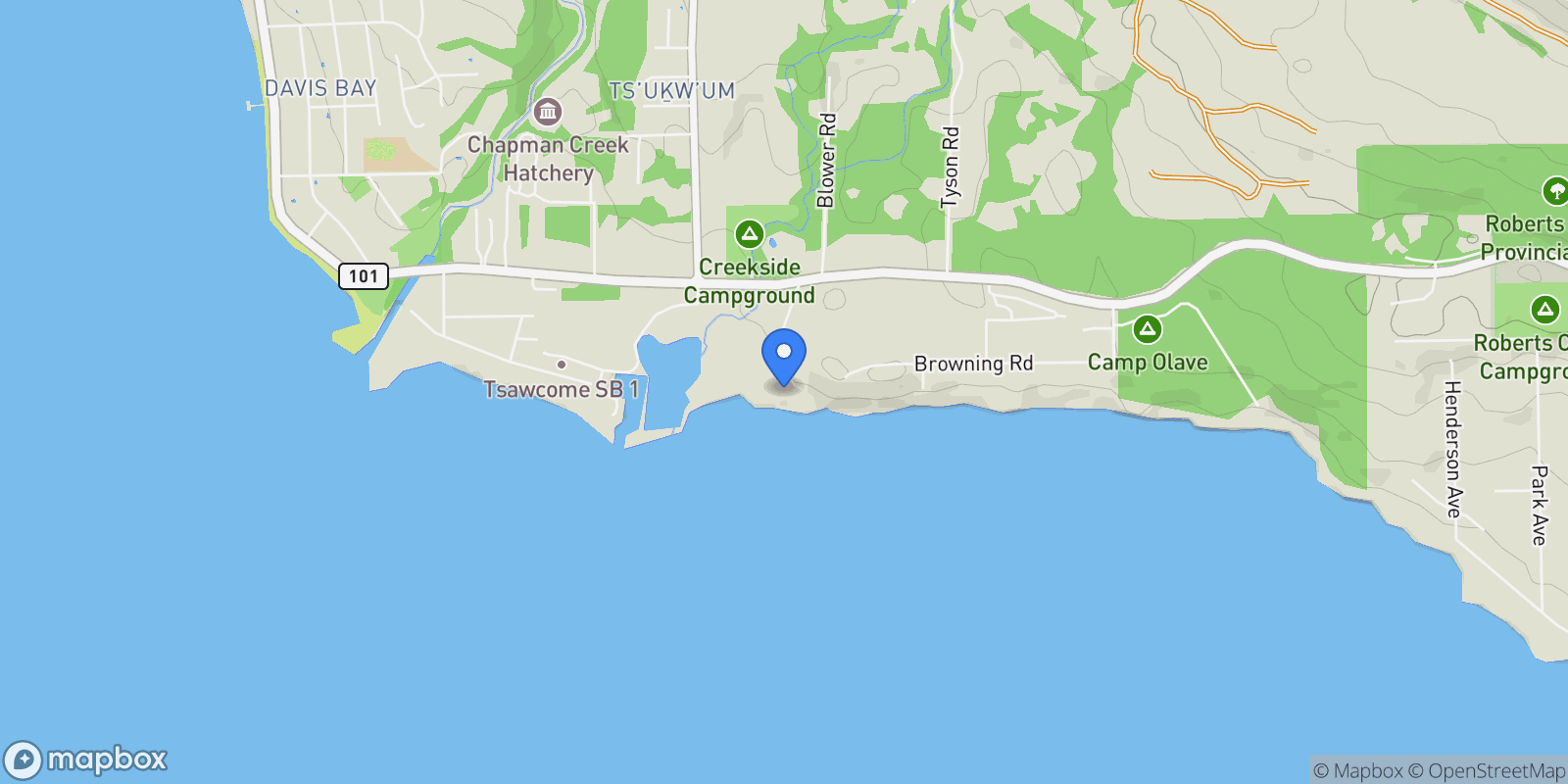 Map showing 1537 Mccullough Road, Sechelt, British Columbia, Canada.