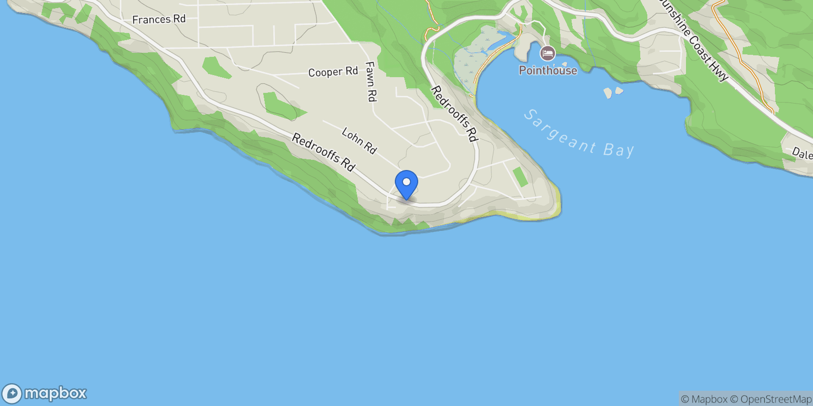 Map showing 7835 Redrooffs Road, Halfmoon Bay, British Columbia, Canada.