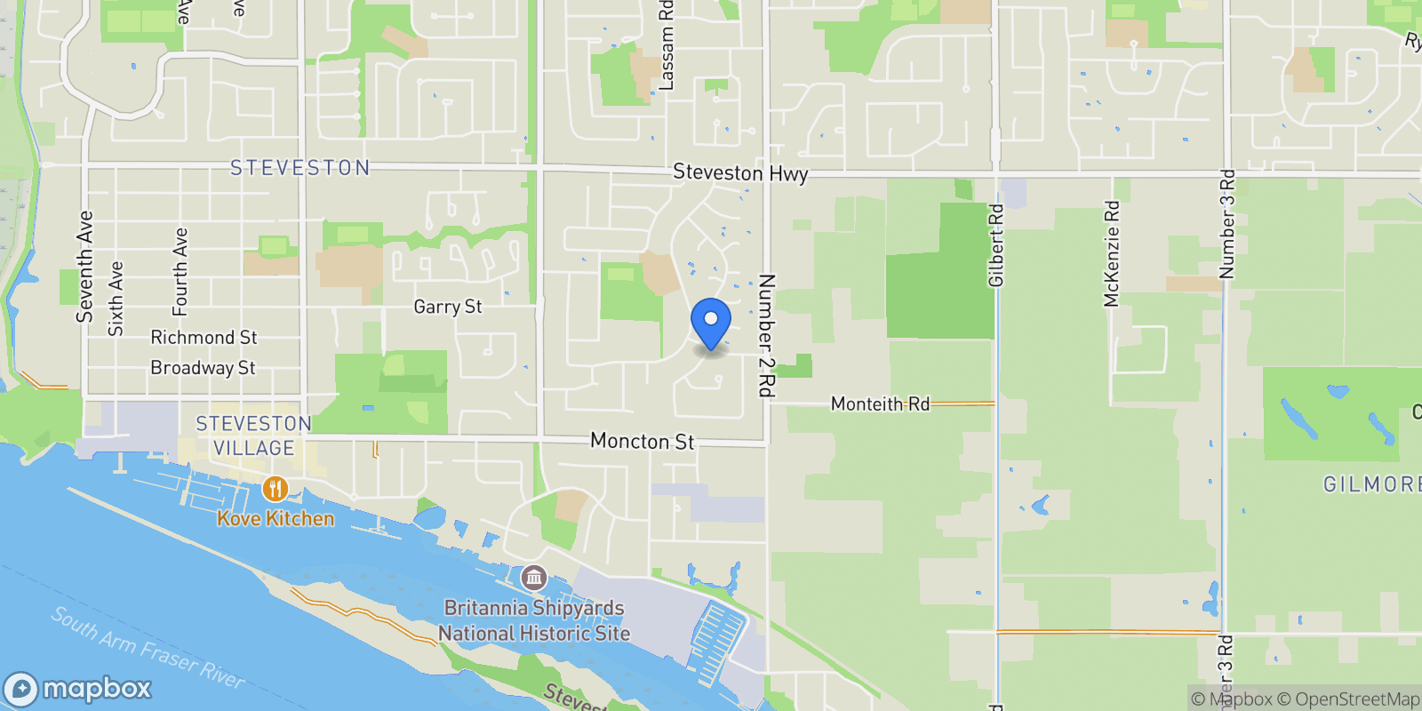 Map showing 11400 Plover Drive, Richmond, British Columbia, Canada.