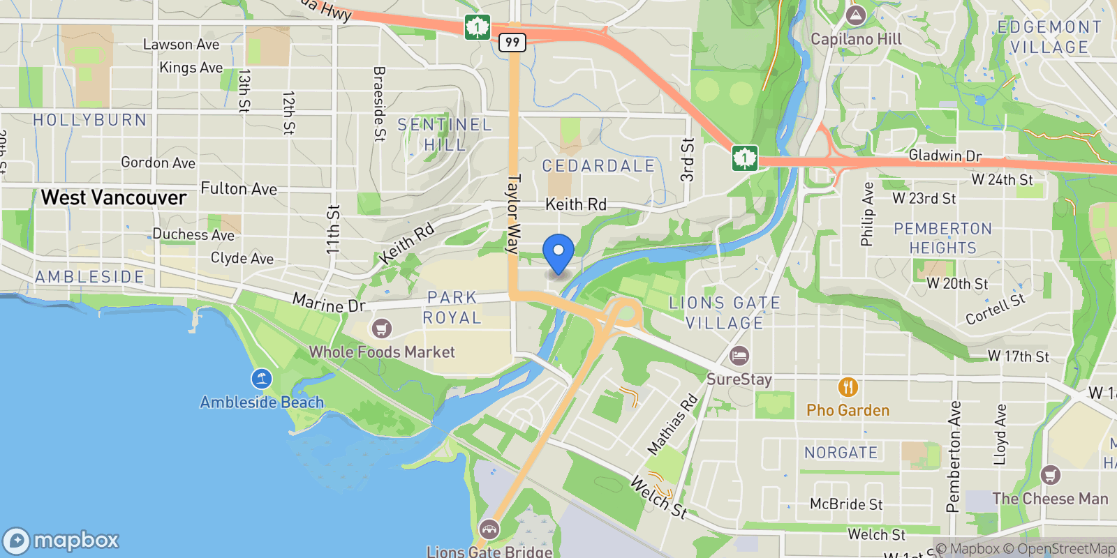 Map showing 540 Waters Edge Crescent 103, West Vancouver, British Columbia, Canada.