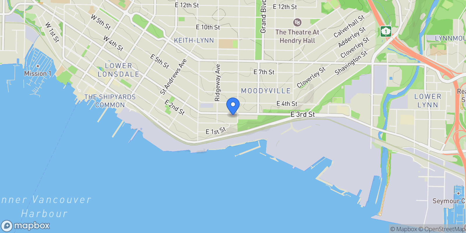 Map showing 649 E 3rd Street 106, North Vancouver, British Columbia, Canada.