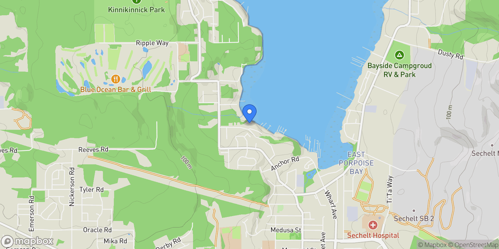 Map showing 5830 Marine Way, Sechelt, British Columbia, Canada.