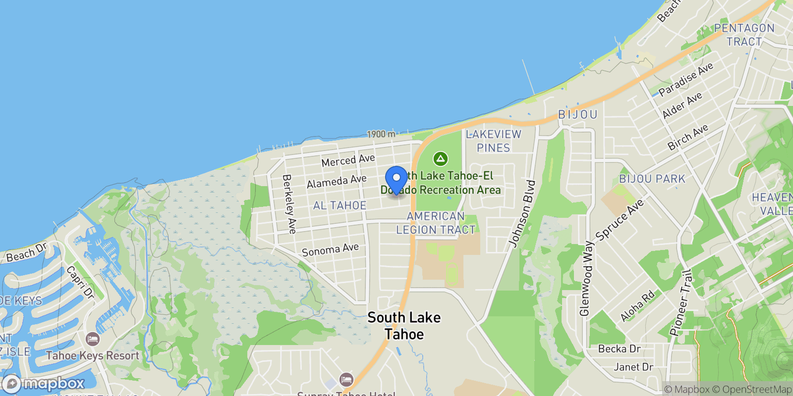 Map showing 960 San Francisco Avenue, South Lake Tahoe, CA, 96150, USA, South Lake Tahoe, California, United States.