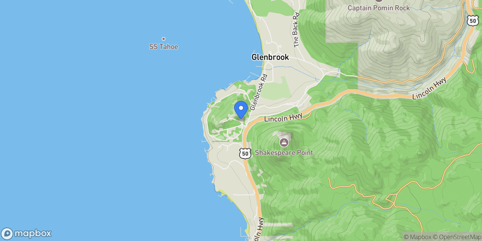 Map showing 2 S Point Place, Glenbrook, NV, 89413, USA, Glenbrook, Nevada, United States.