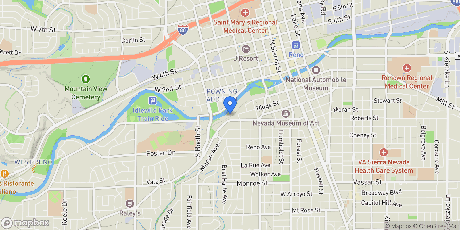 Map showing 631 CALIFORNIA AVE, Reno, NV, 89509, USA, Reno, Nevada, United States.
