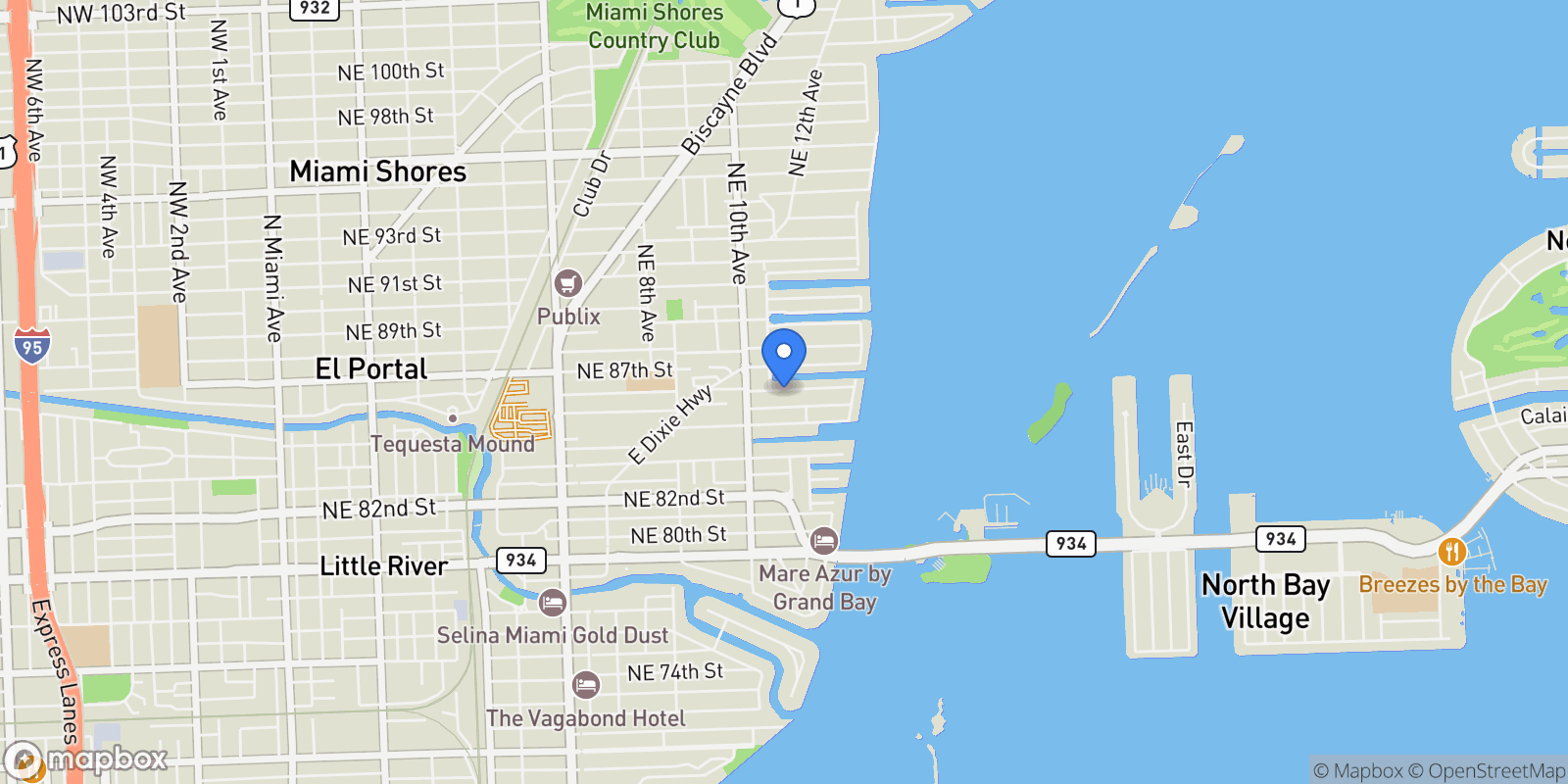 Map showing 1080 NE 86th, Miami, Florida, United States.