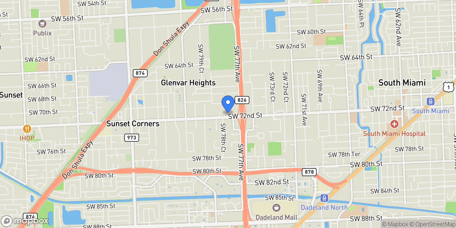 Map showing 7150 SW 77th Pl, Miami, Florida, United States.
