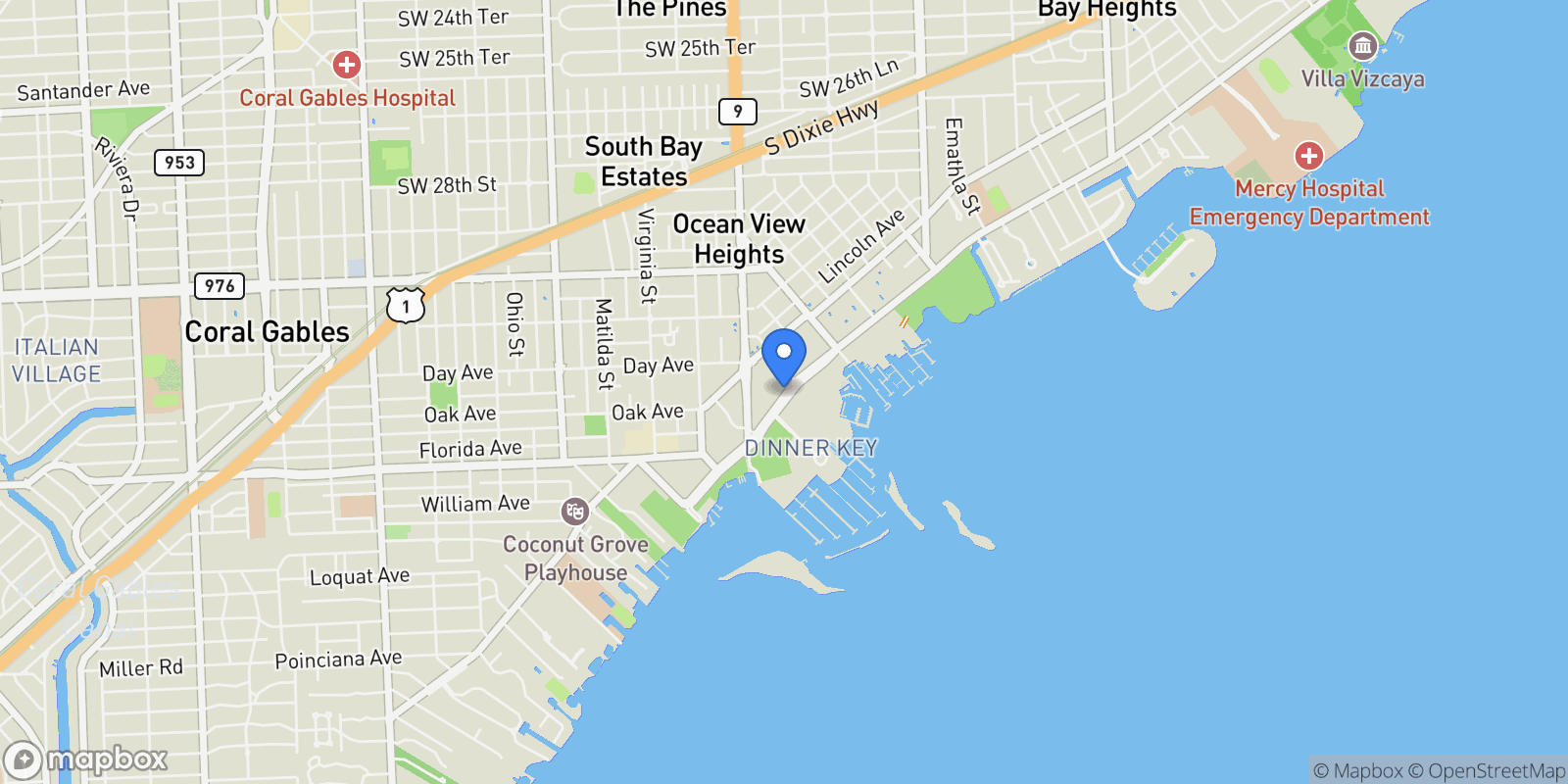 Map showing 2655 S Bayshore Drive LPH, Miami, Florida, United States.