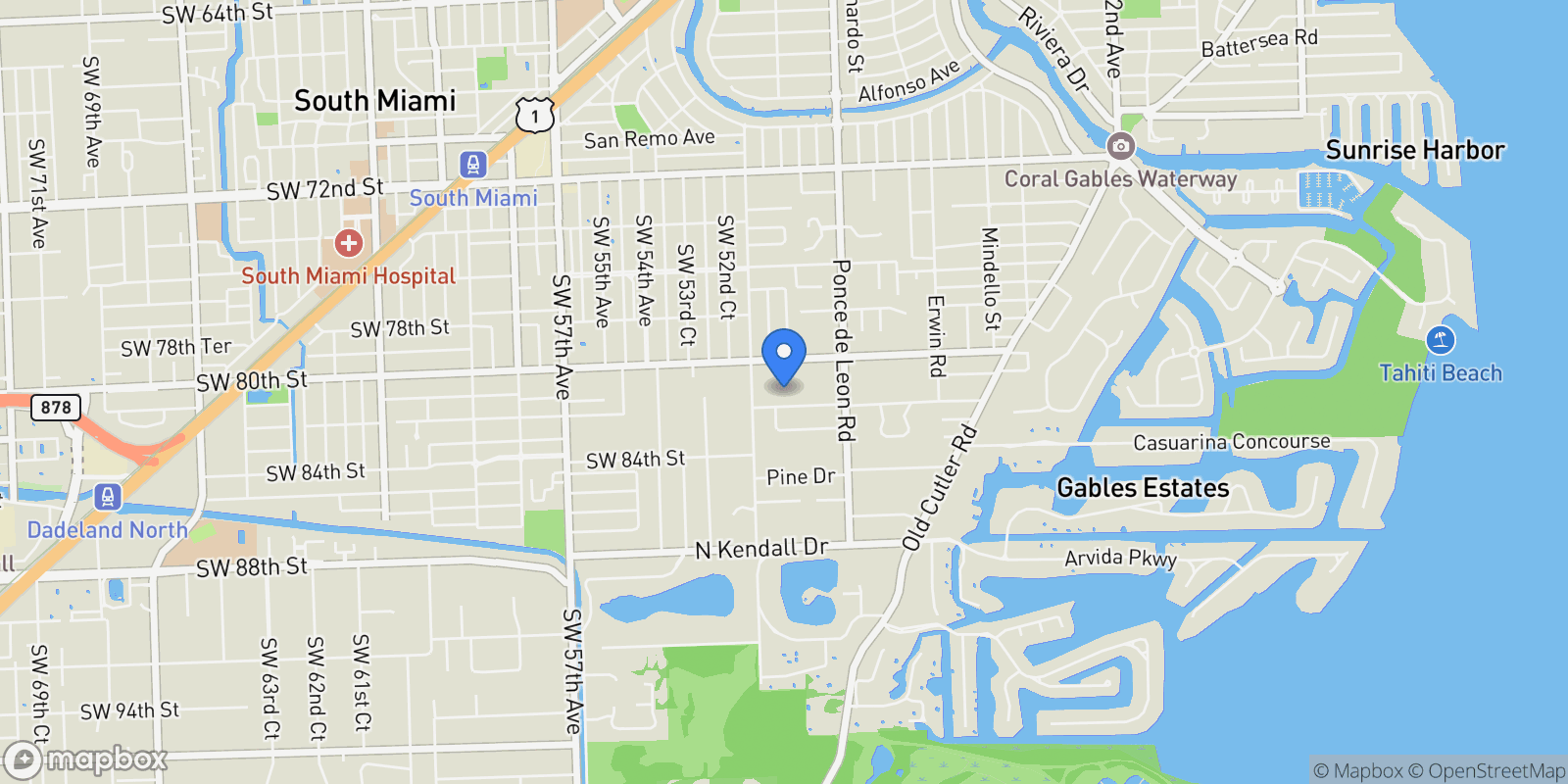 Map showing 5095 SW 82nd St, Miami, Florida, United States.