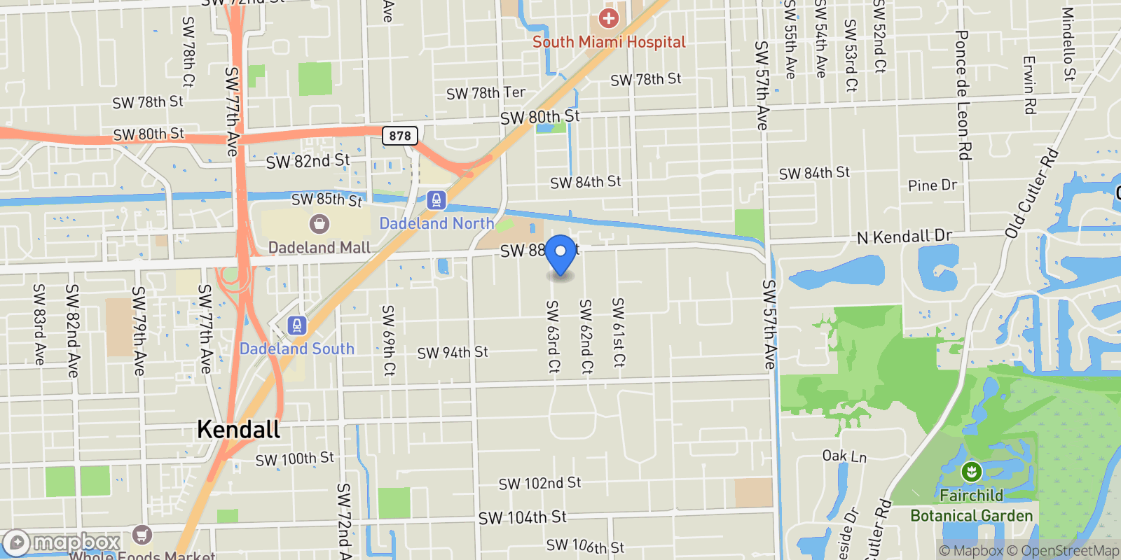 Map showing 8955 SW 63rd Ct, Coral Gables, Florida, United States.