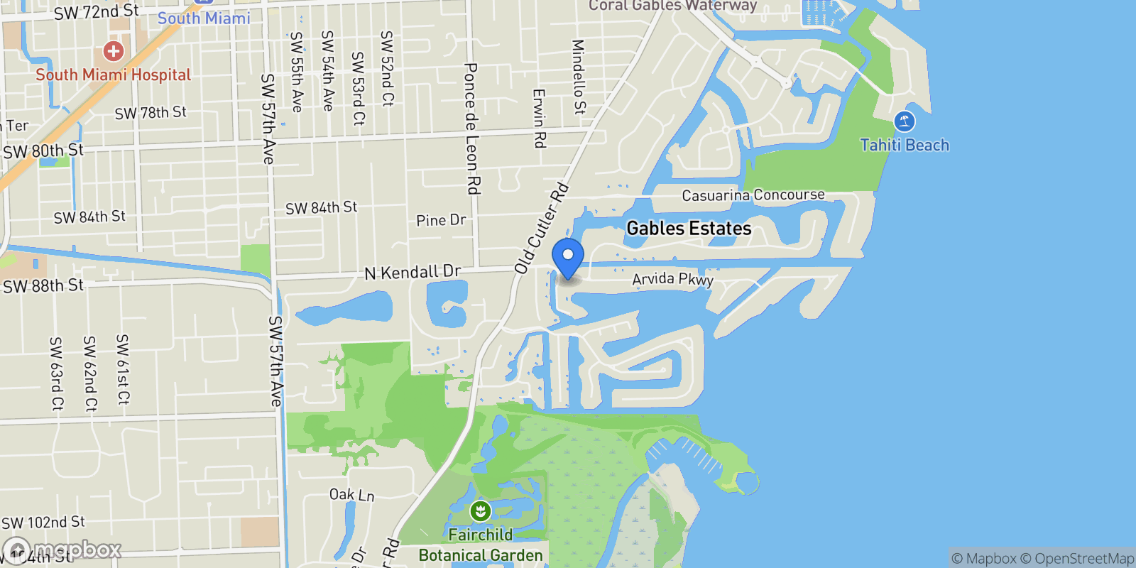 Map showing 700 Arvida Pkwy, Coral Gables, Florida, United States.