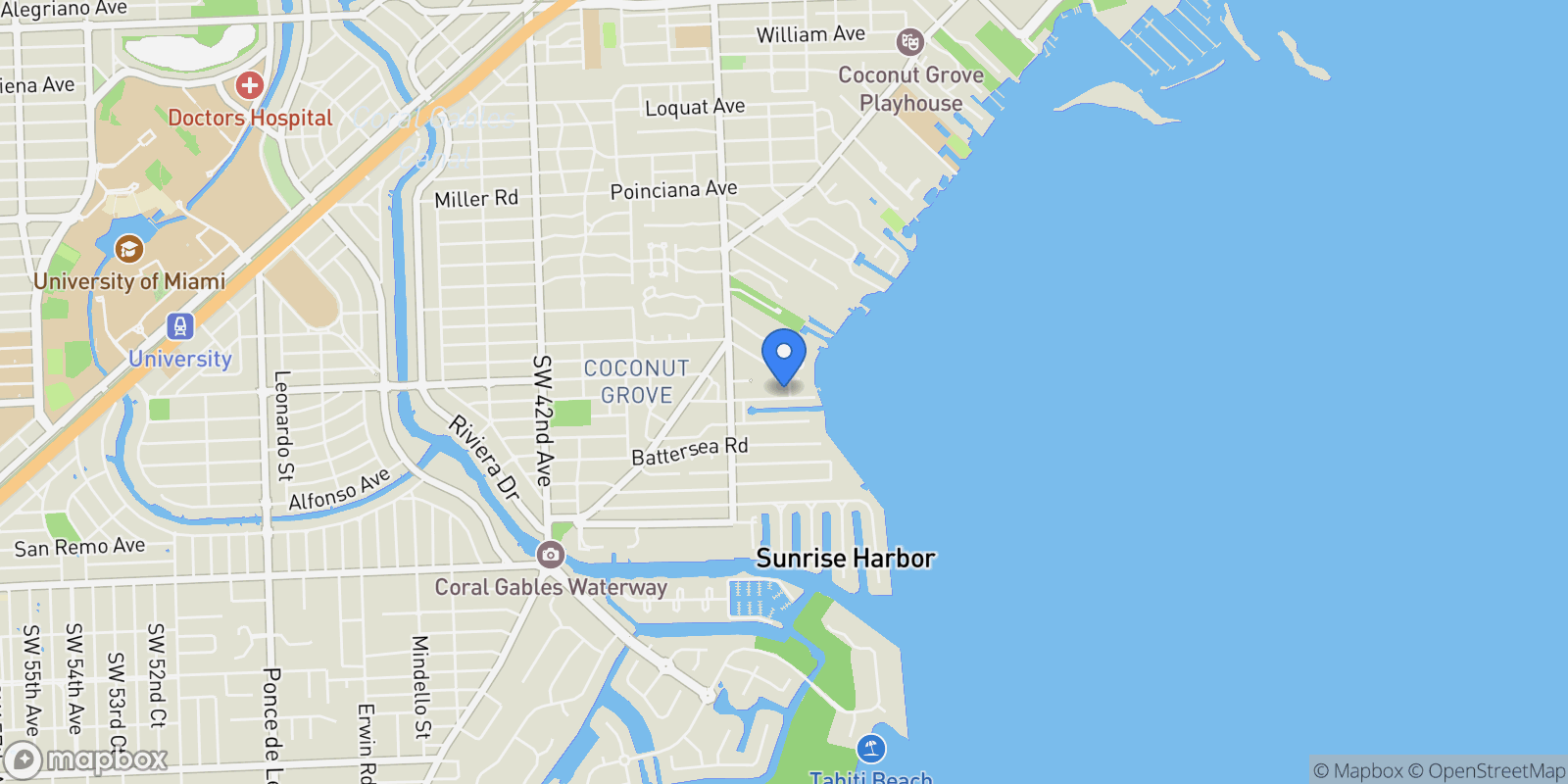 Map showing 3601 Matheson Ave, Miami, Florida, United States.