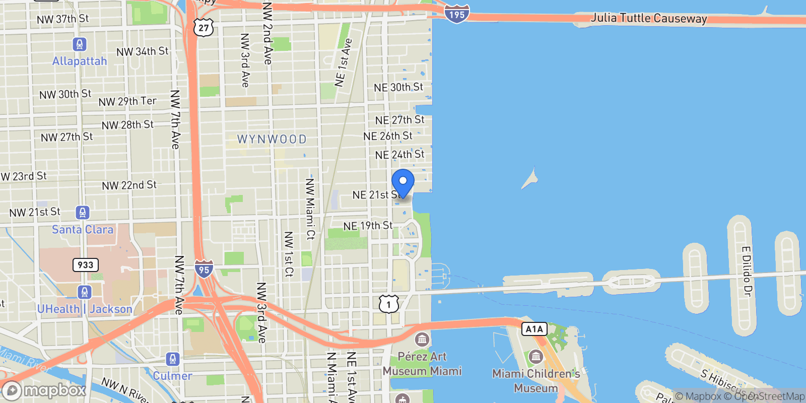Map showing 2020 N Bayshore Dr 810, Miami, Florida, United States.