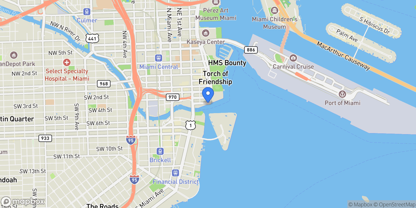 Map showing 300 Biscayne Blvd Way PH5701, Miami, Florida, United States.
