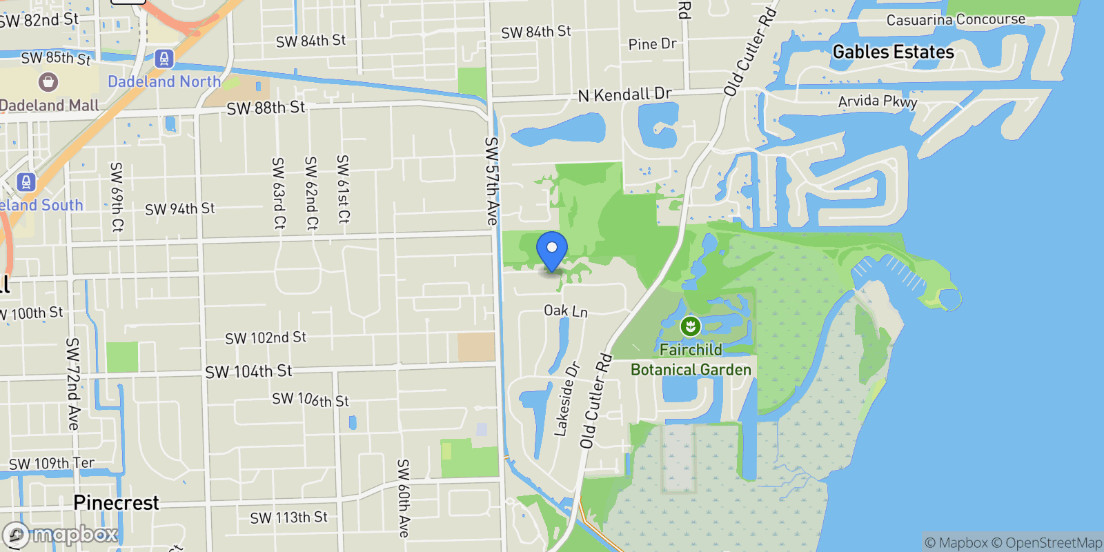 Map showing 5400 Banyan Trl, Coral Gables, Florida, United States.