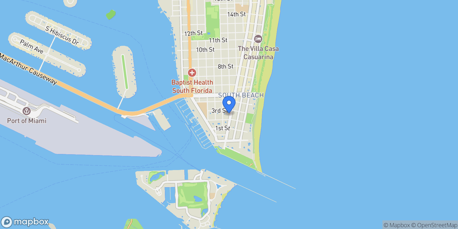 Map showing 234 Washington Ave A, Miami Beach, Florida, United States.