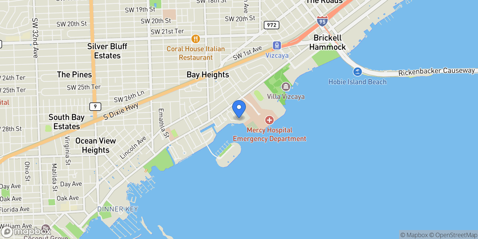Map showing 3581 E Glencoe St 301, Miami, Florida, United States.