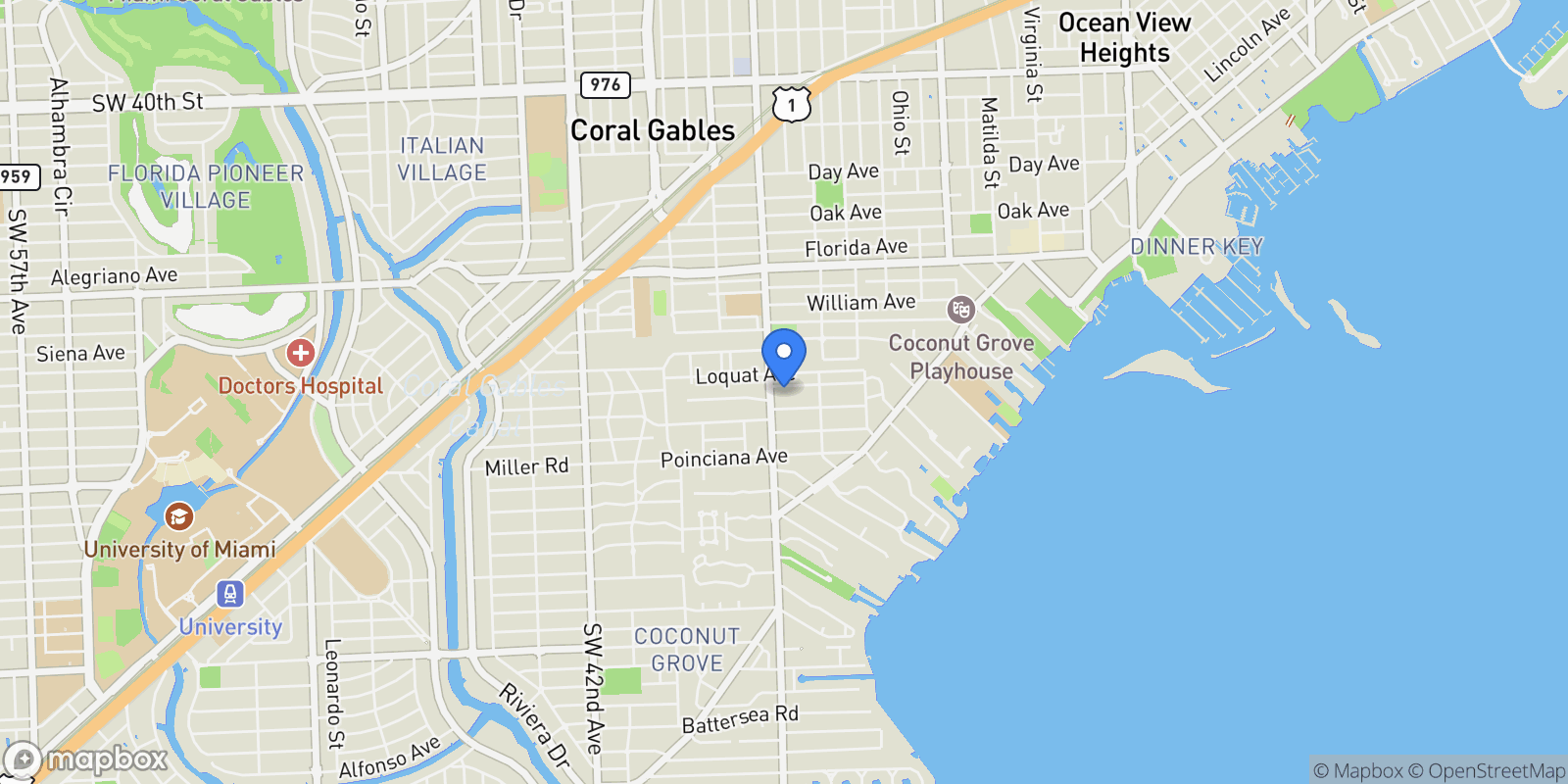 Map showing 3670 Avocado Ave, Miami, Florida, United States.
