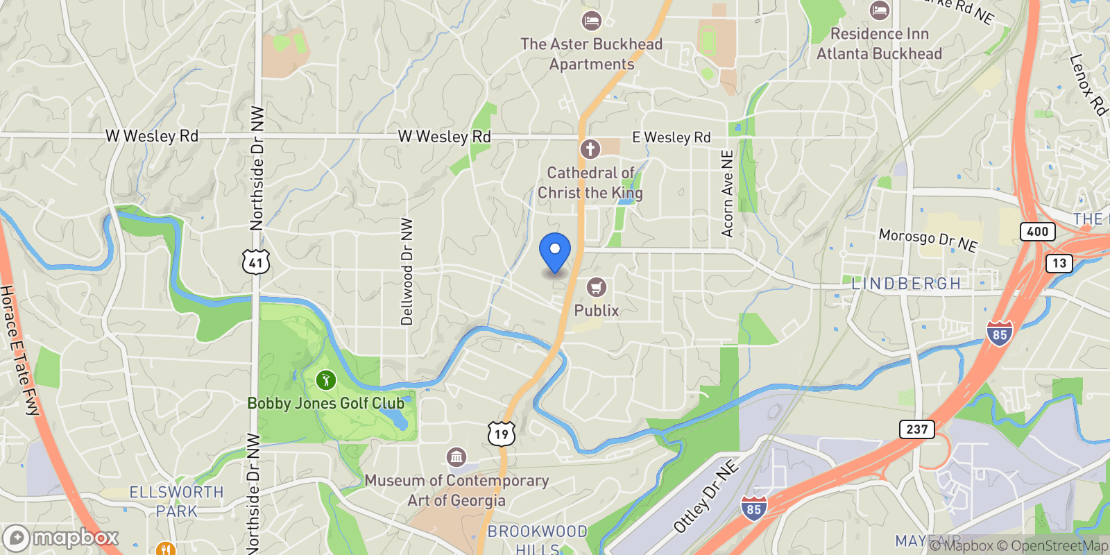 Map showing 2440 Peachtree Road NW 9, Atlanta, Georgia, United States.