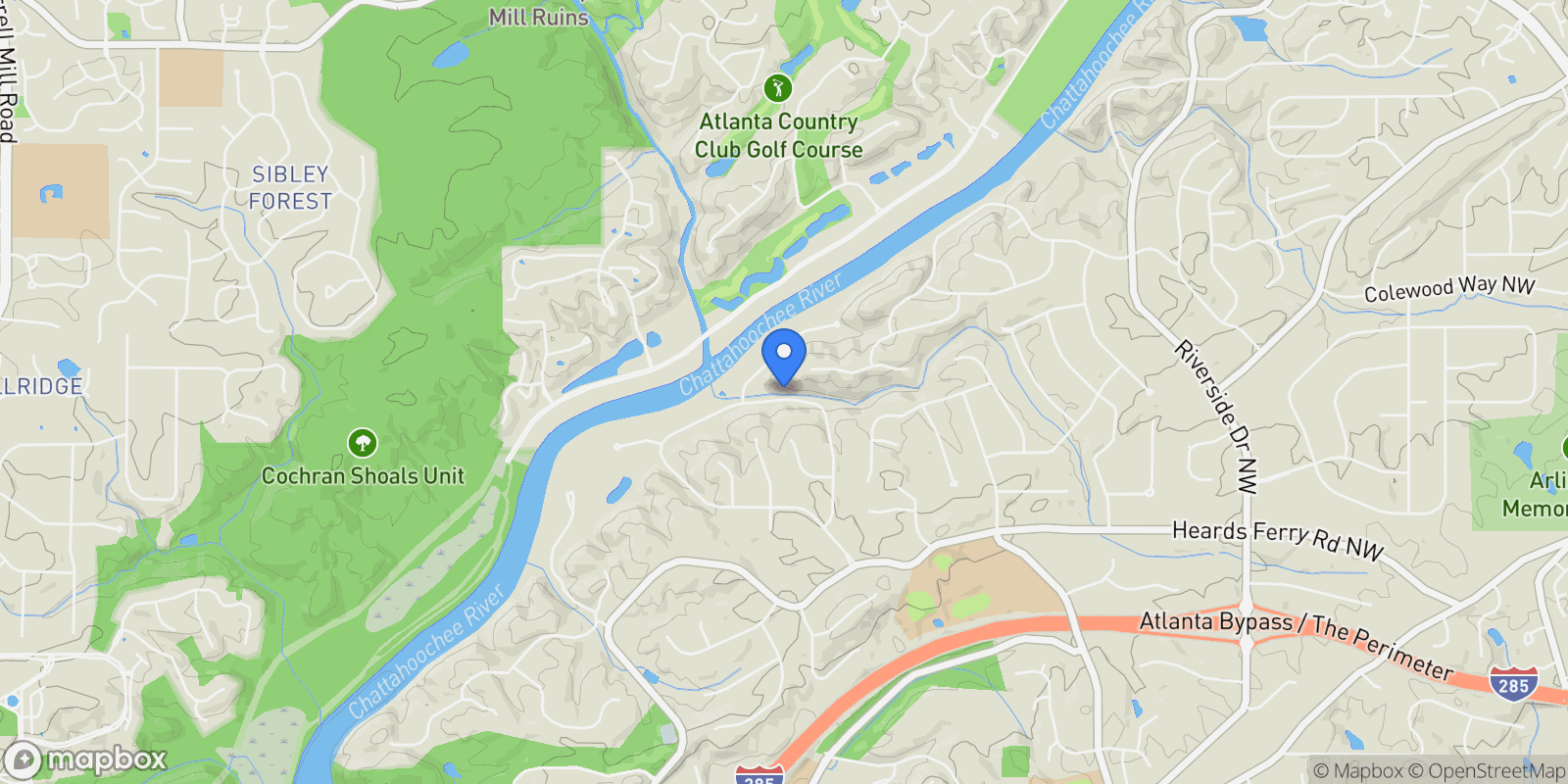 Map showing 6370 River Chase Circle, Atlanta, Georgia, United States.