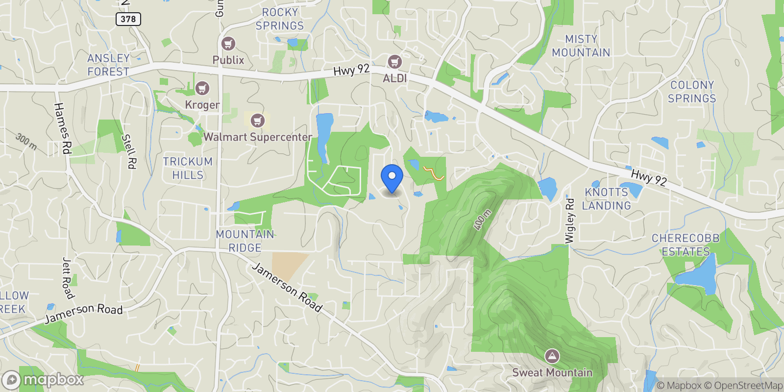 Map showing 383 Tillman Pass, Woodstock, Georgia, United States.