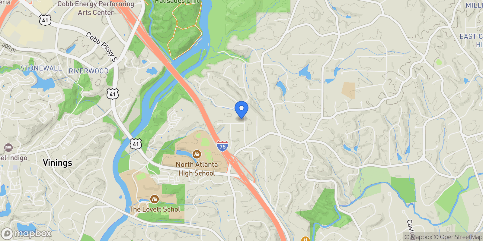 Map showing 4276 Sentinel Post Road NW, Atlanta, Georgia, United States.