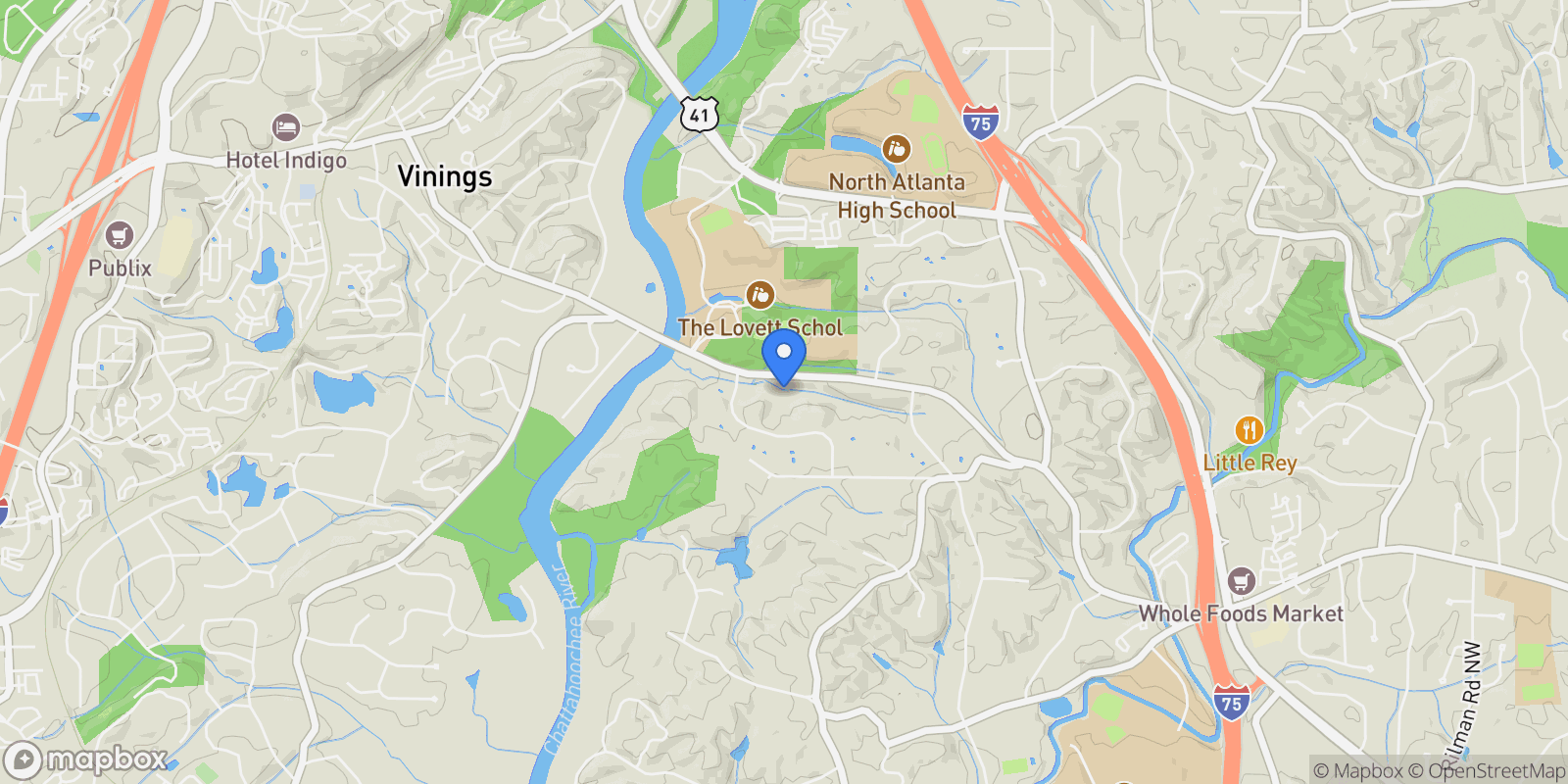 Map showing 3990 Paces Ferry Rd NW, Atlanta, Georgia, United States.