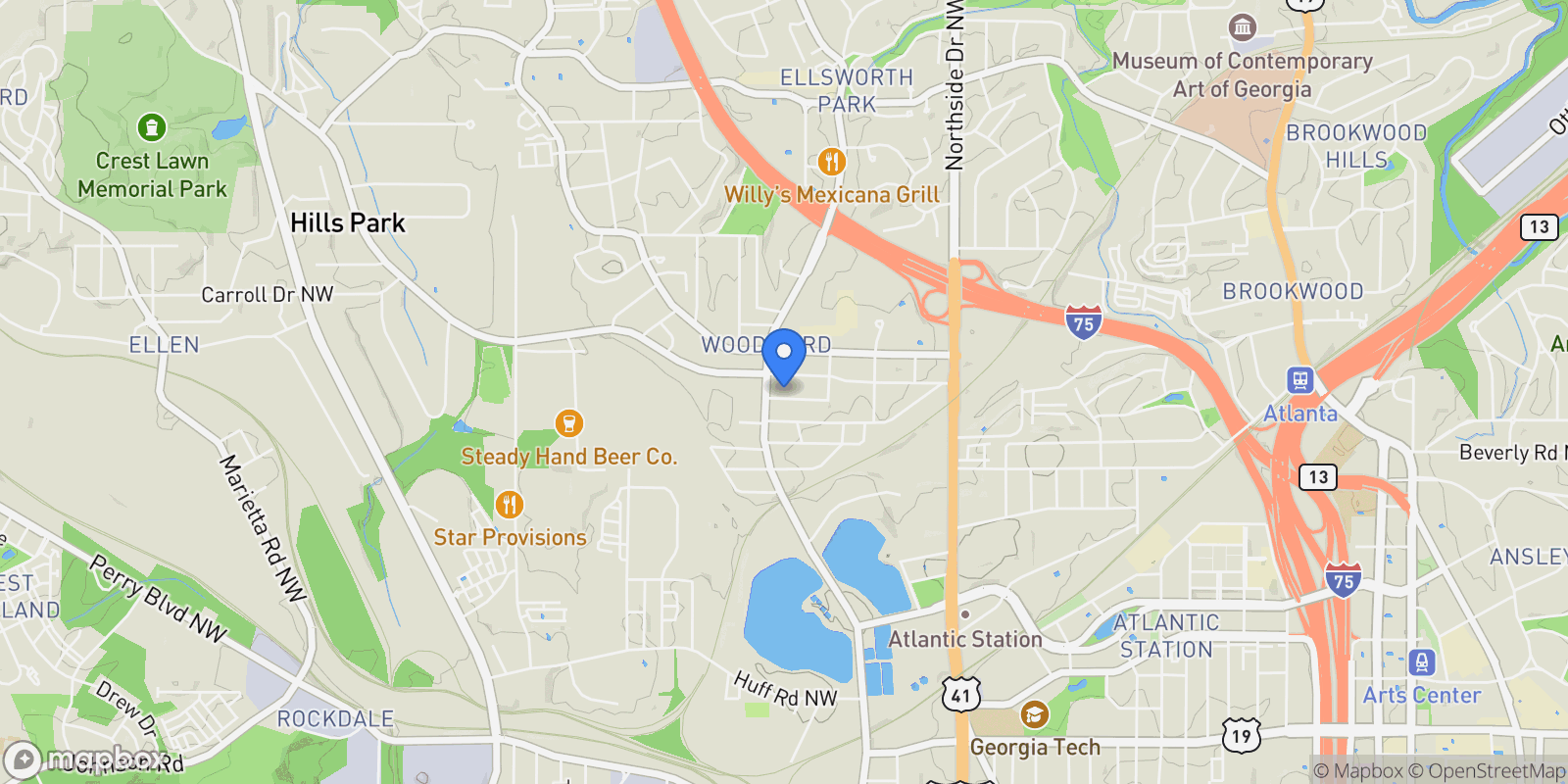 Map showing 815 Verner Street NW, Atlanta, Georgia, United States.