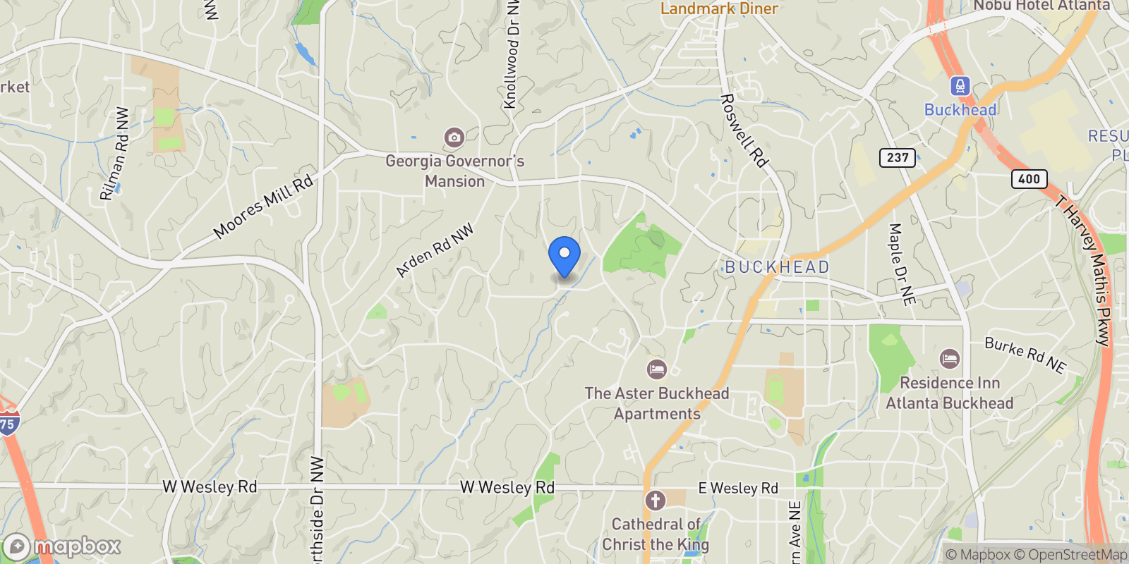 Map showing 7 W Andrews Drive NW, Atlanta, Georgia, United States.