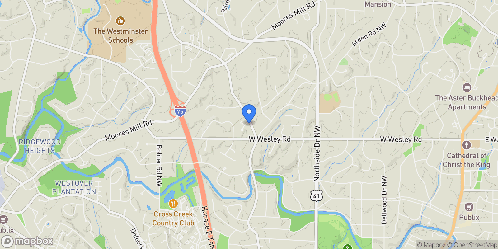 Map showing 900 Hawick Drive, Atlanta, Georgia, United States.